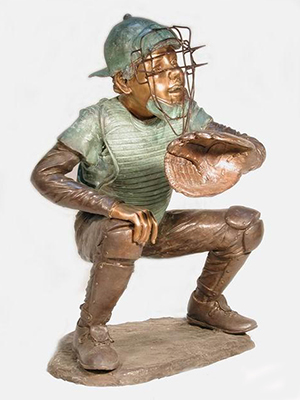 Bronze Kid Baseball Catcher - Click Image to Close
