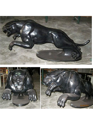 Bronze Black Leaping Jaguar Panther - Click Image to Close