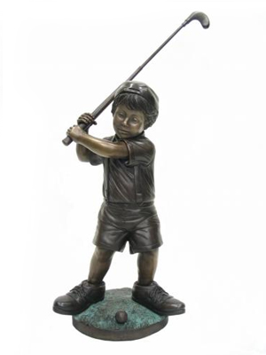 Bronze Boy playing Golf - Click Image to Close