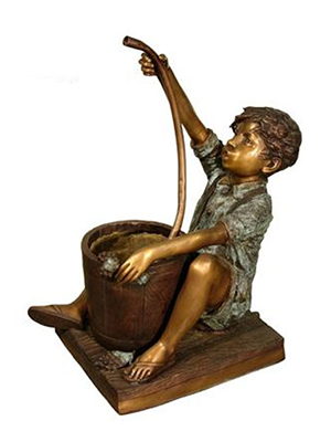 Bronze Boy With Tube Fountain - Click Image to Close