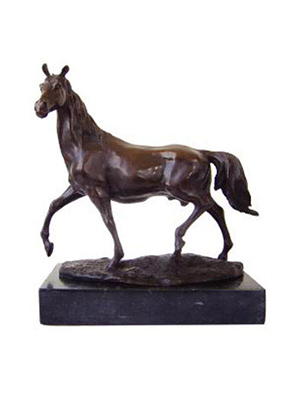 Bronze Horse with Marble Base