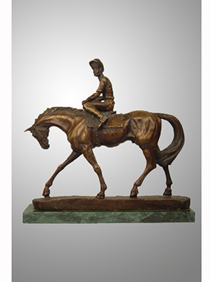 Bronze Jockey on Horse - Click Image to Close