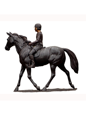 Bronze Lifesize Jockey on Horse - Click Image to Close