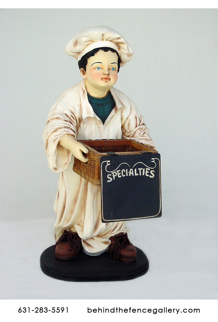 Chef Holding Basket Statue - 3ft. - Click Image to Close
