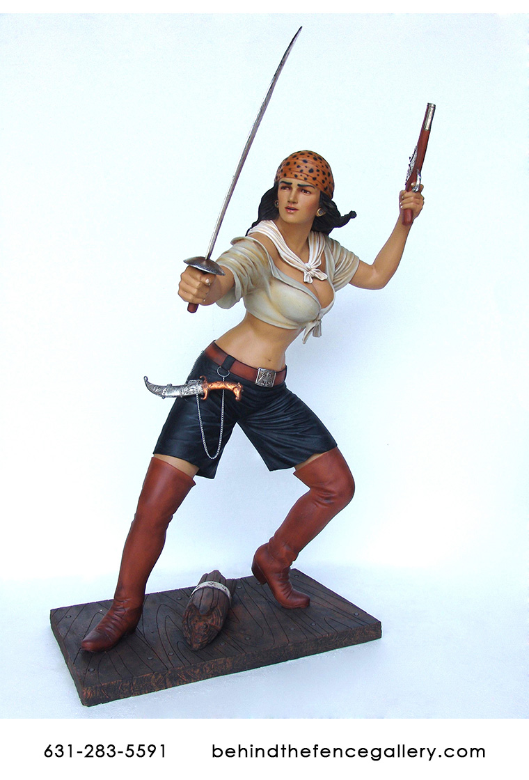 Lady Pirate with Sword Statue - Click Image to Close