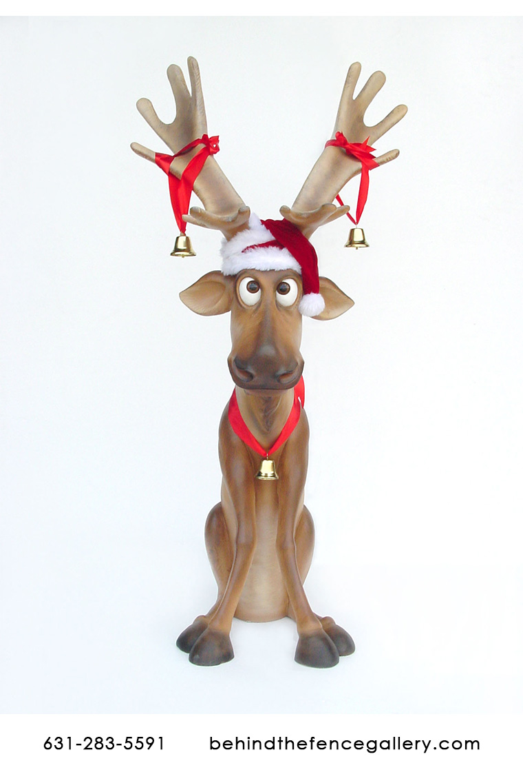 Funny Reindeer Sitting Statue - Click Image to Close