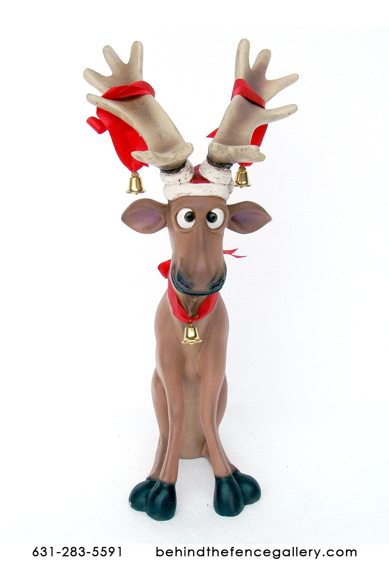Funny Reindeer Sitting Statue - Click Image to Close