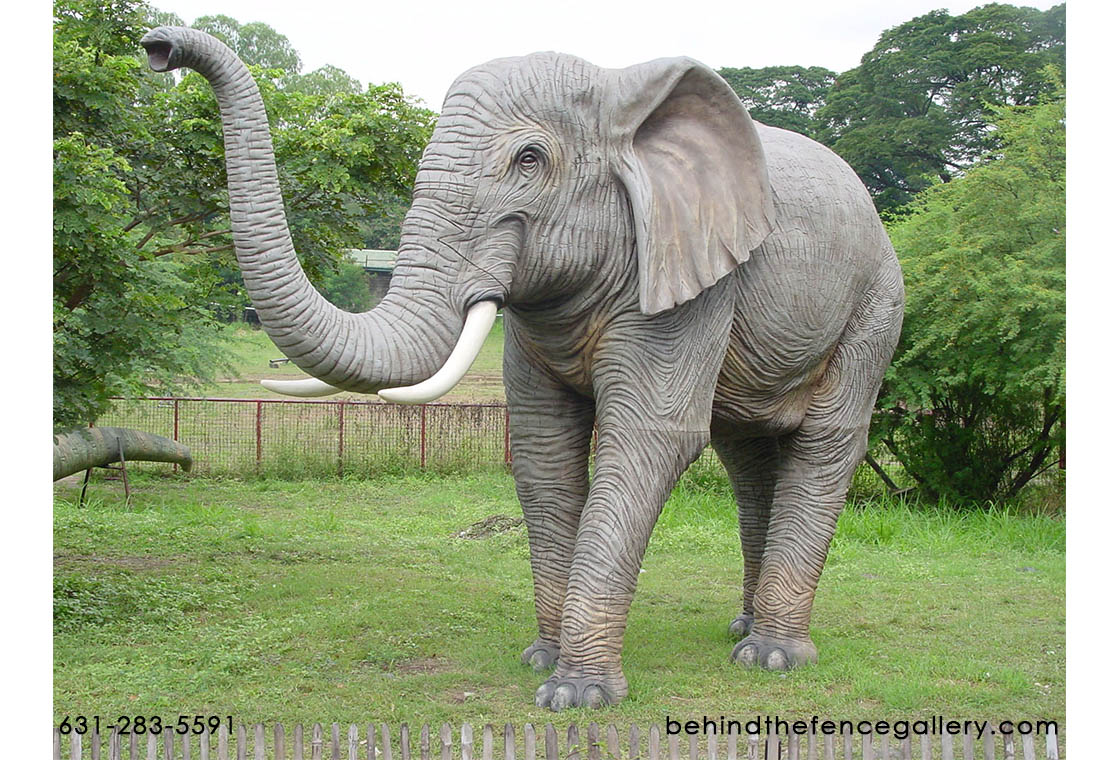 Giant Elephant Statue with Trunk Up - Click Image to Close