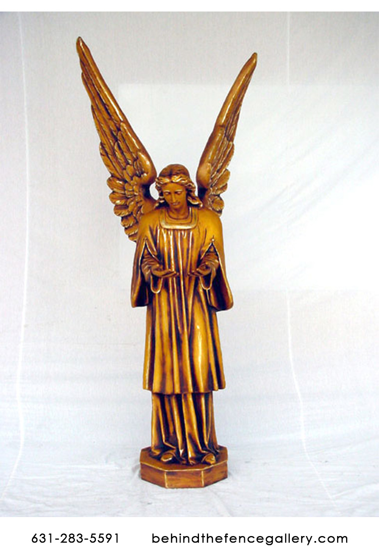 Gold Angel Standing Statue - Click Image to Close