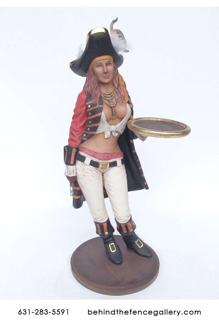 Lady Pirate Statue with Tray - 3 ft - Click Image to Close