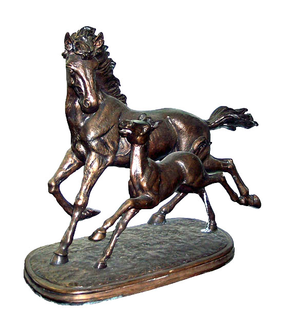 Bronze Mare With Colt - Click Image to Close