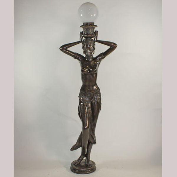 Bronze Life Size Woman Lamp - Click Image to Close
