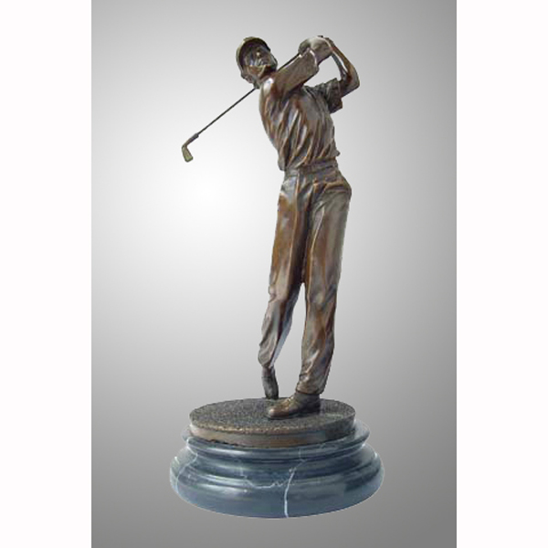 Bronze Golfer with Marble Base