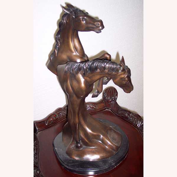 Bronze Horse Bust with Marble Base - Click Image to Close