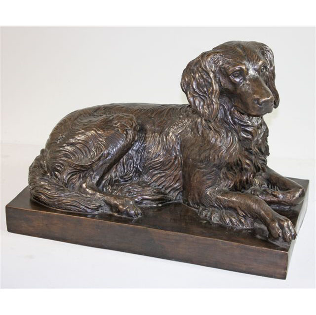 Bronze Laying Dog with Base - Click Image to Close