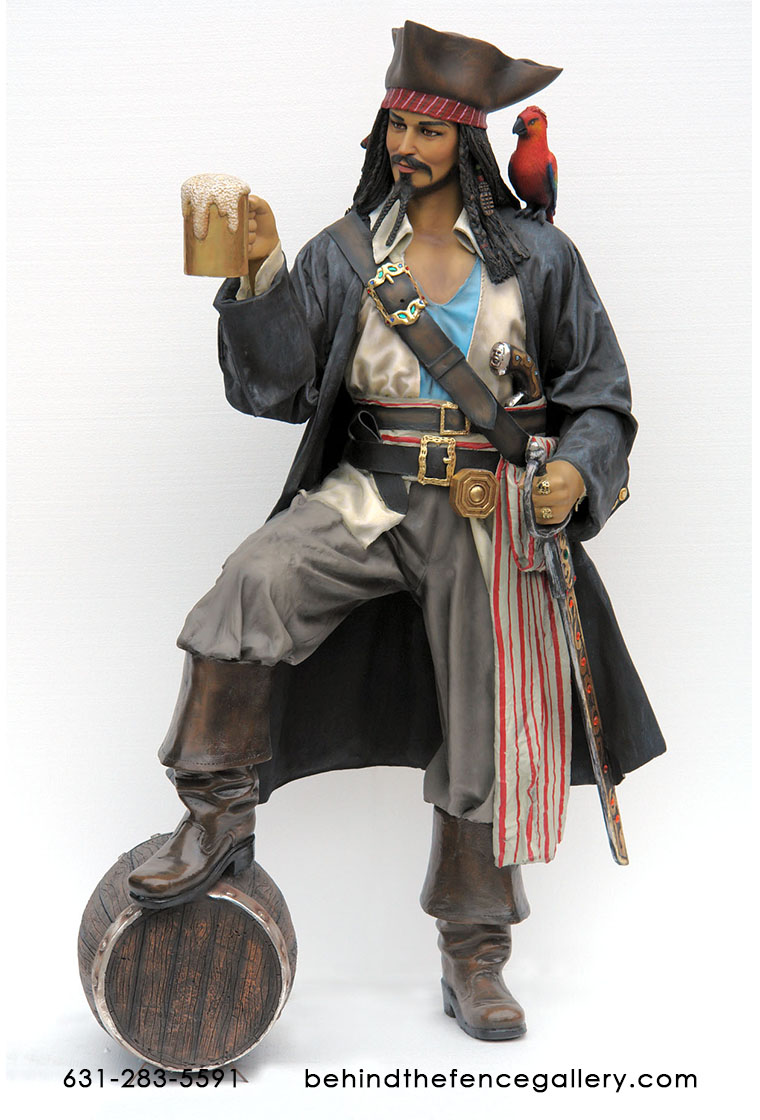 Pirate Drinking "Grog" Statue - Click Image to Close