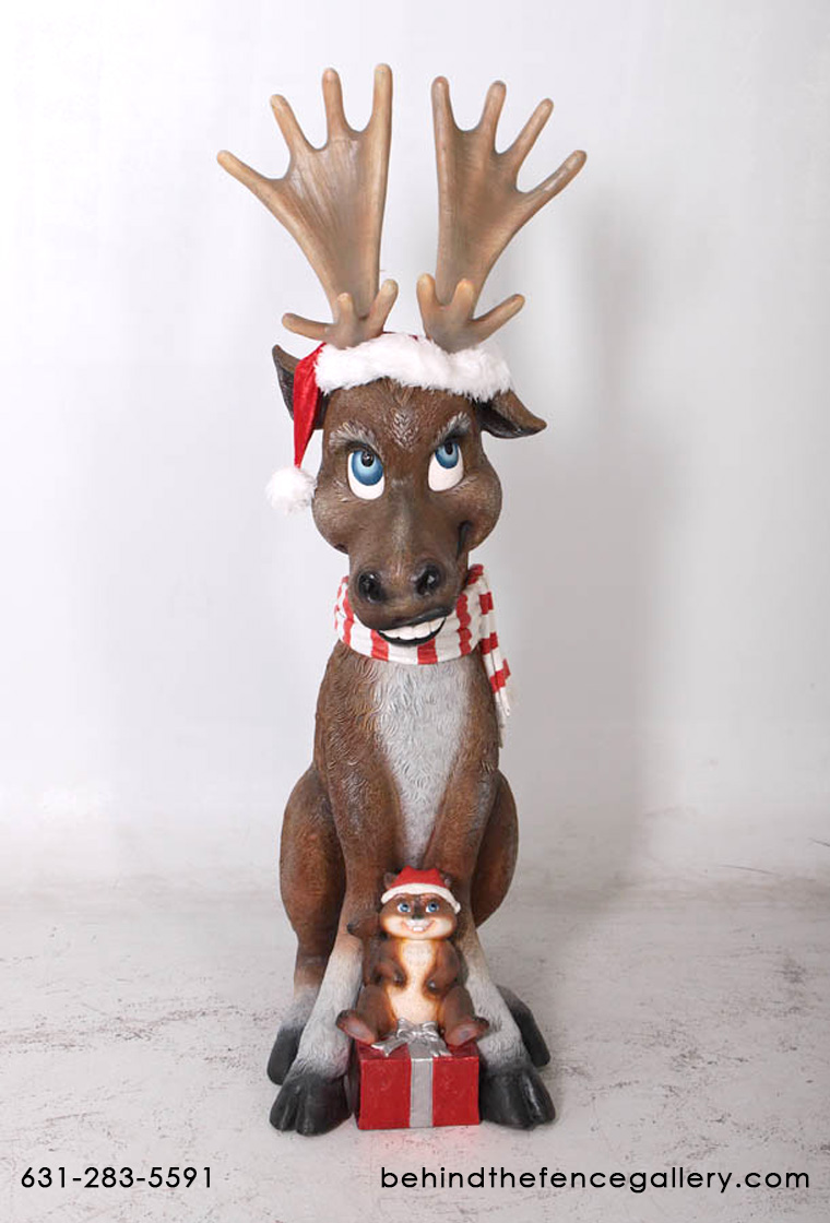 Funny Christmas Moose Statue