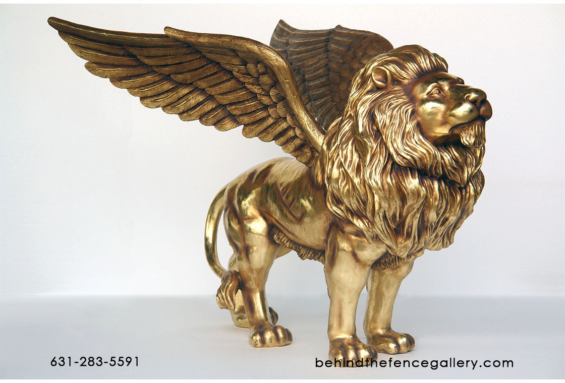 Winged King Lion Statue - Click Image to Close