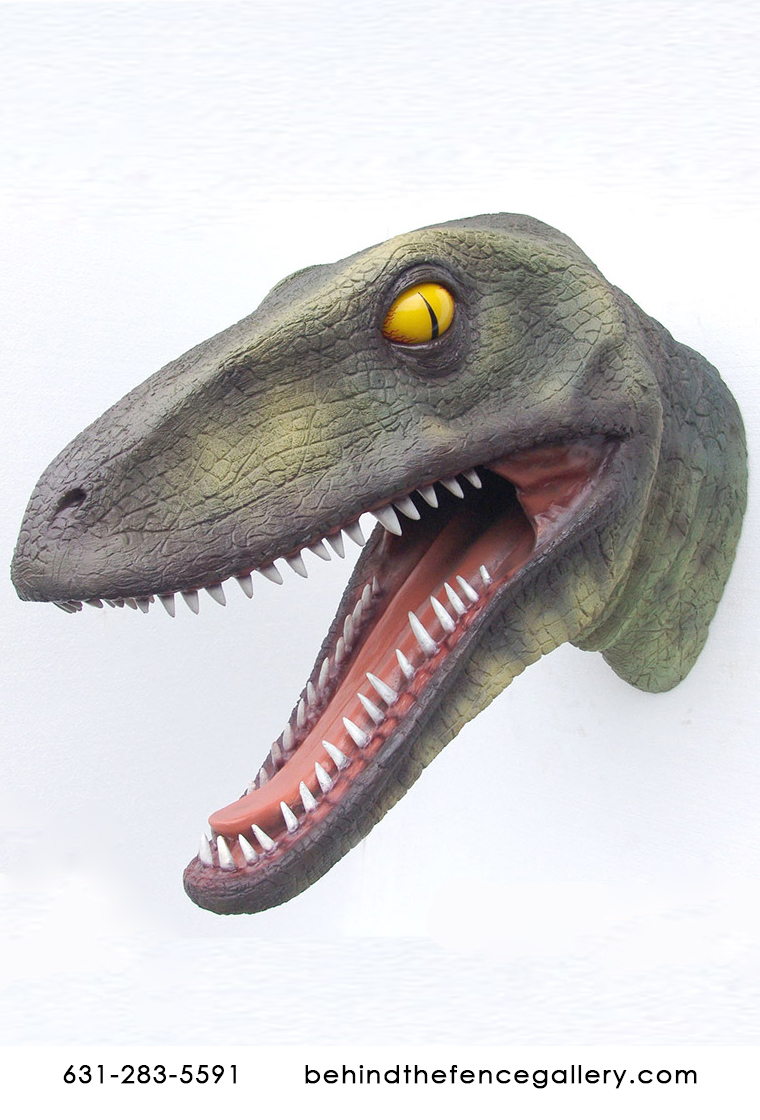 Raptor Head with Mouth Open Wall Mount - Click Image to Close