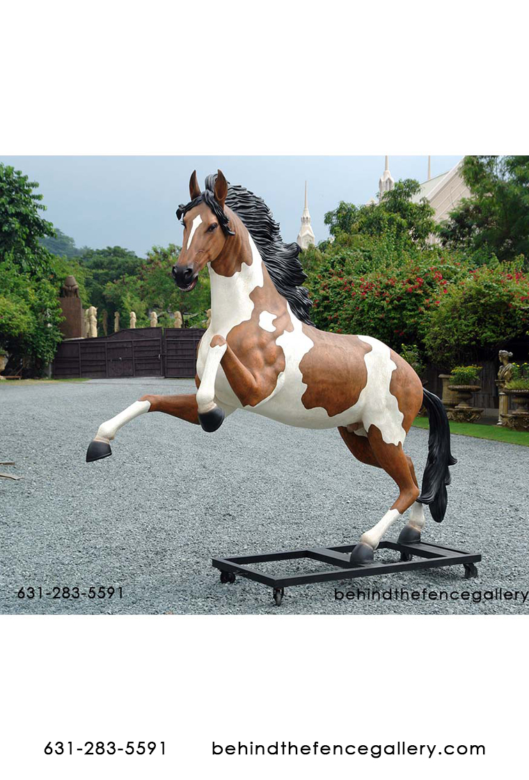 Rearing Indian Horse Statue with Metal Base - Click Image to Close