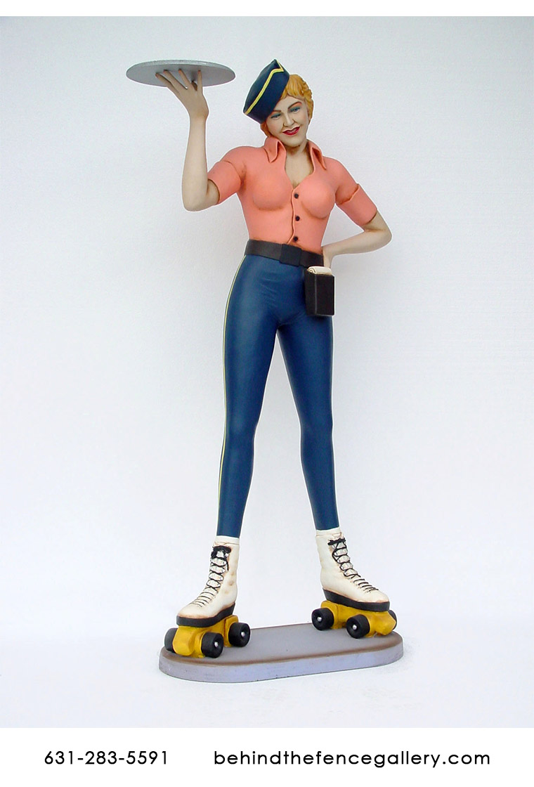 Roller Skater Waitress Girl Statue
