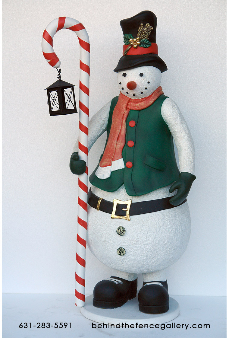 Snowman Statue with Lantern - Click Image to Close