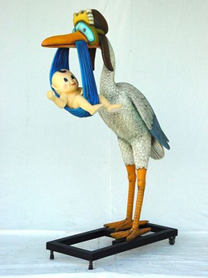 Stork delivering a Baby - Click Image to Close