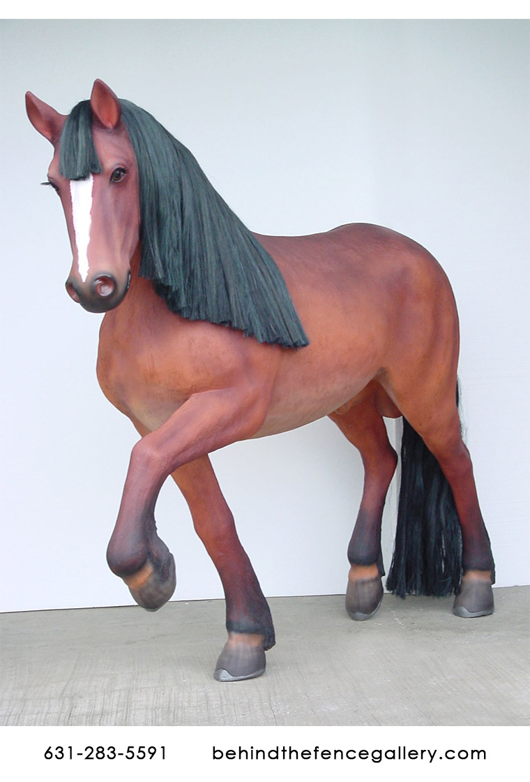 Walking Horse Statue with Mane - Click Image to Close