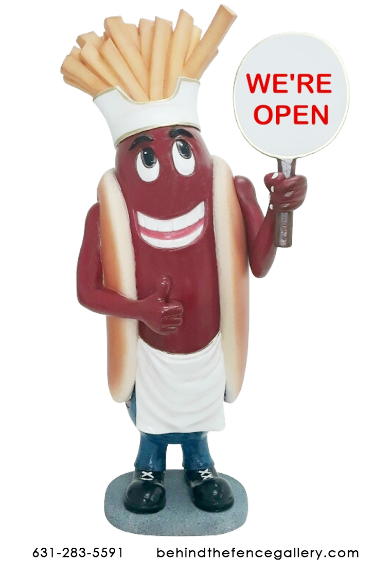 Hot Dog Man with Sign and Fries