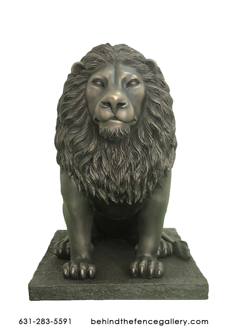 Pair of Sitting Lions With Base