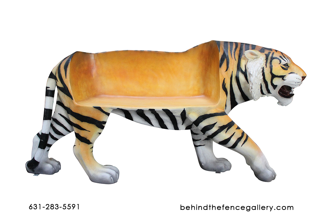Tiger Bench Statue Safari Theme Prop