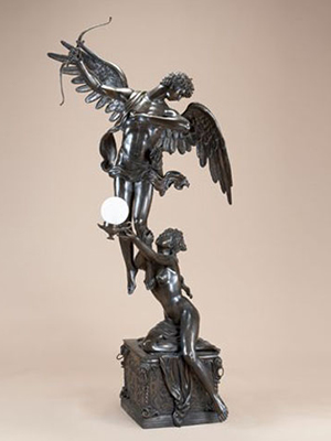 Bronze Cupid and Psyche holding Lamp