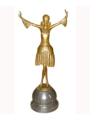 Bronze Deco Girl with Arms Up