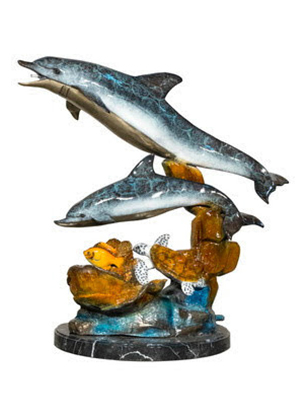 NEW Bronze Dolphin on Coral Reef 2