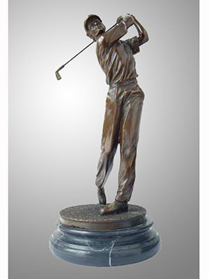 Bronze Golfer with Marble Base