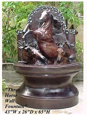 Bronze Giant Three Horse Wall Fountain