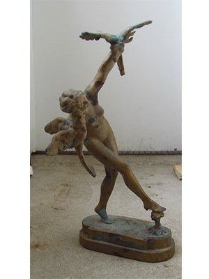 Antique Bronze Lady with Birds