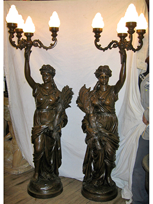 A Pair Bronze Lights Lamps