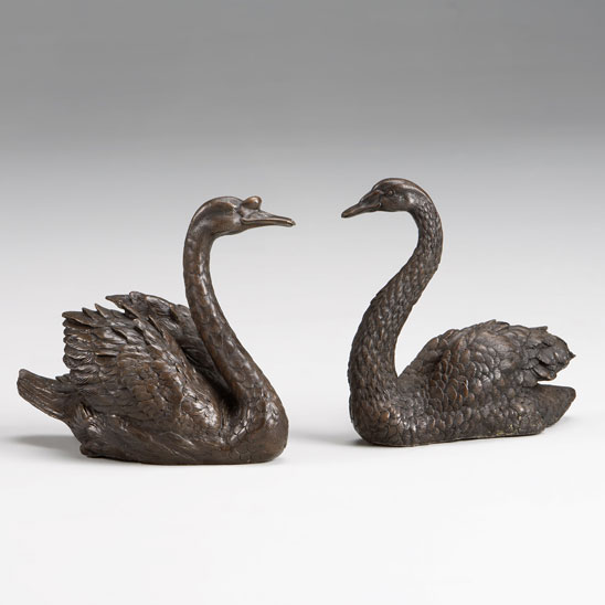 Bronze pair of Swans