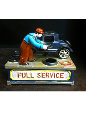Service Station Authentic Foundry Cast Iron Mechanical Bank