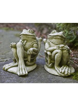 Frog Couple Relaxing Statues (set of 2) Garden Sculptures