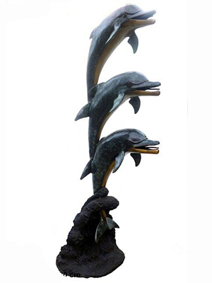 3 Dolphins on Wave Fountain