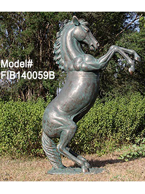 Fiberglass Bronze Finish Rearing Horse 8.5 Ft.
