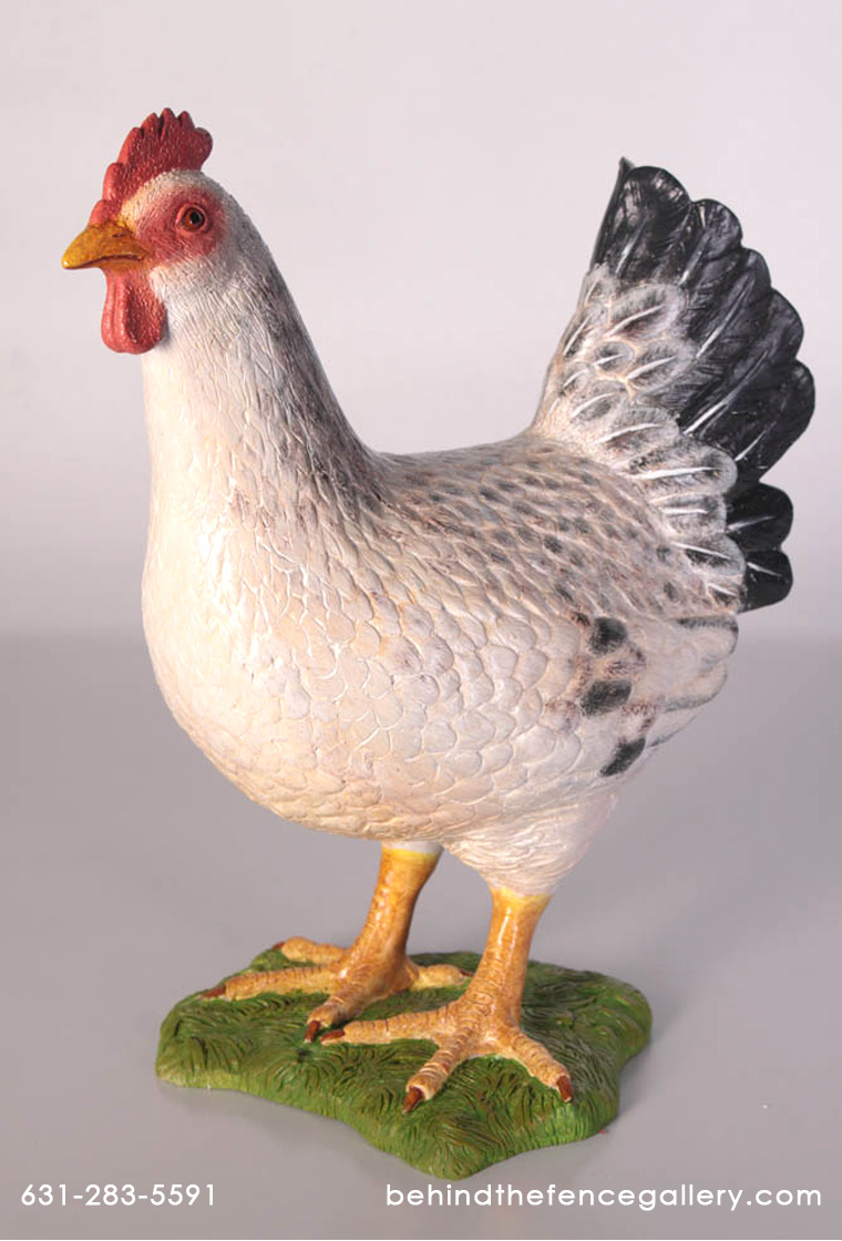 Farm Prop Chicken Hen Statue White