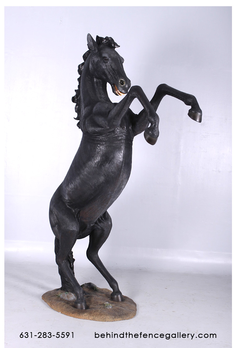 Rearing Black Horse 8.5 Ft. Statue