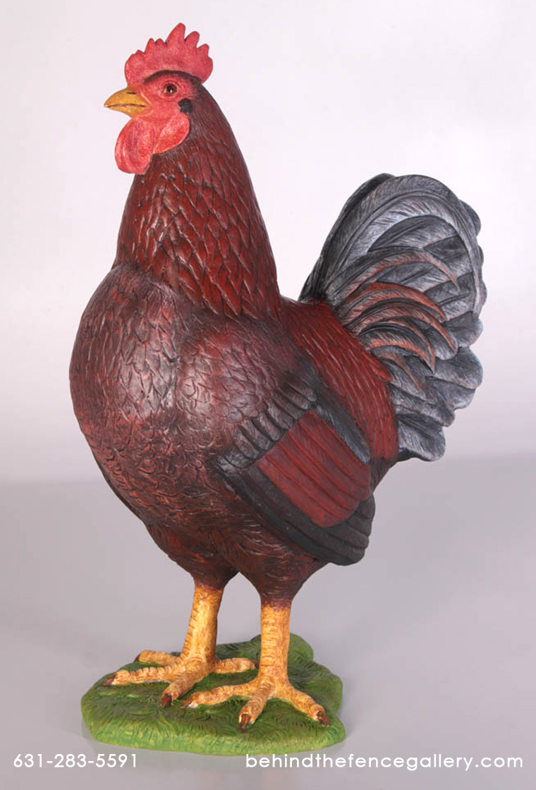 Rooster Statue Red Hen