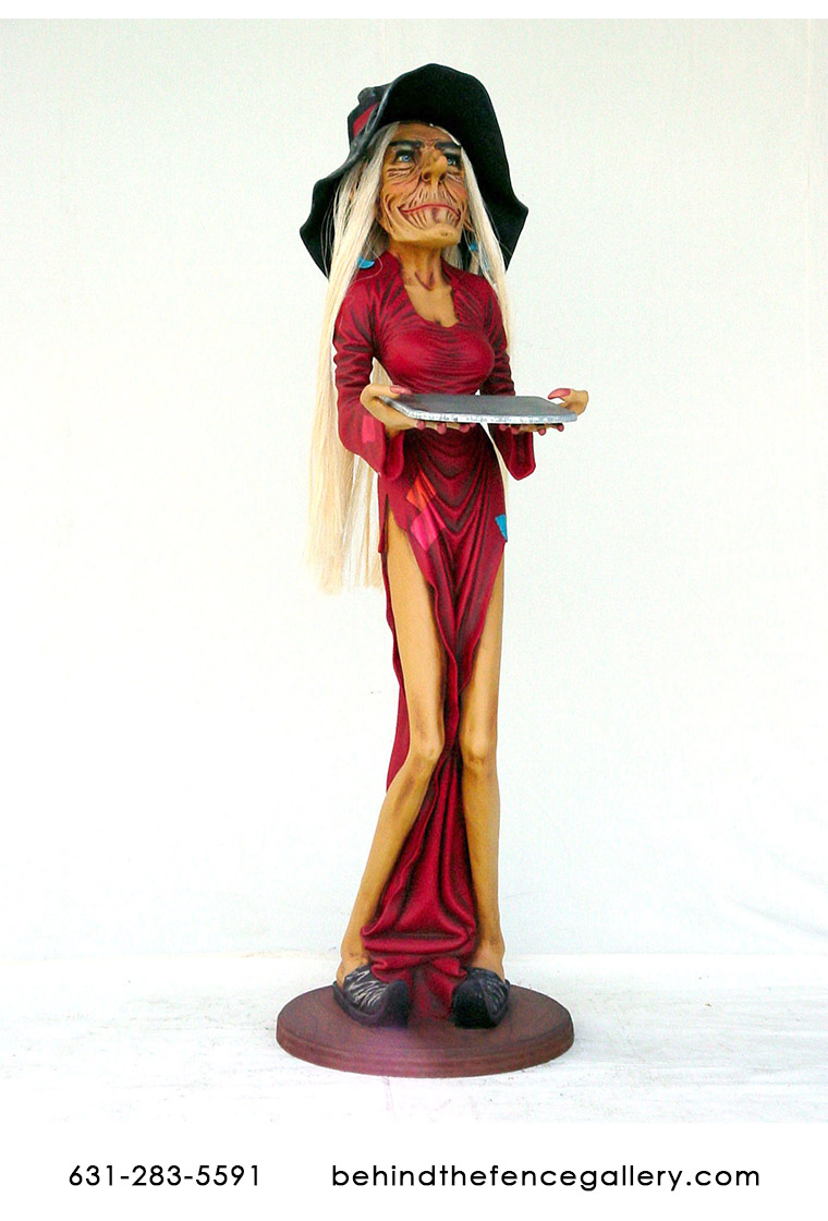 Skinny Witch Waitress Statue