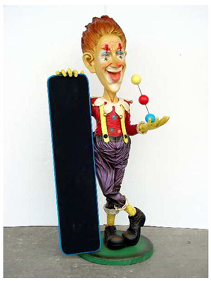 Clown with Chalkboard Sign