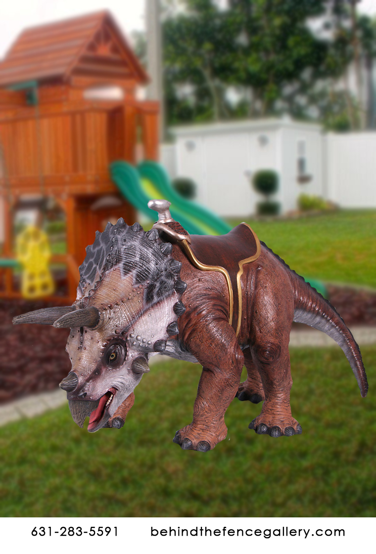 24\" Triceratops with Saddle Statue
