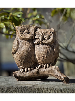 Owl Honeymoon Statue Love Birds Cast Stone Sculpture